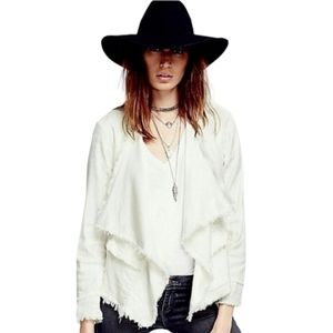 Free People White Frayed Jacket